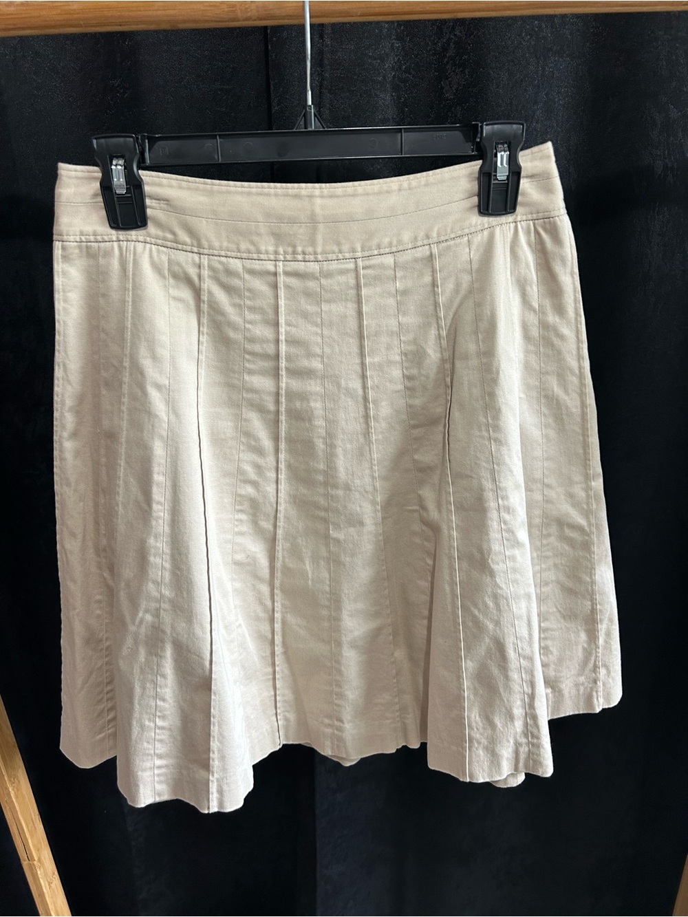 White House Black Market Beige Pleated A-Line Skirt